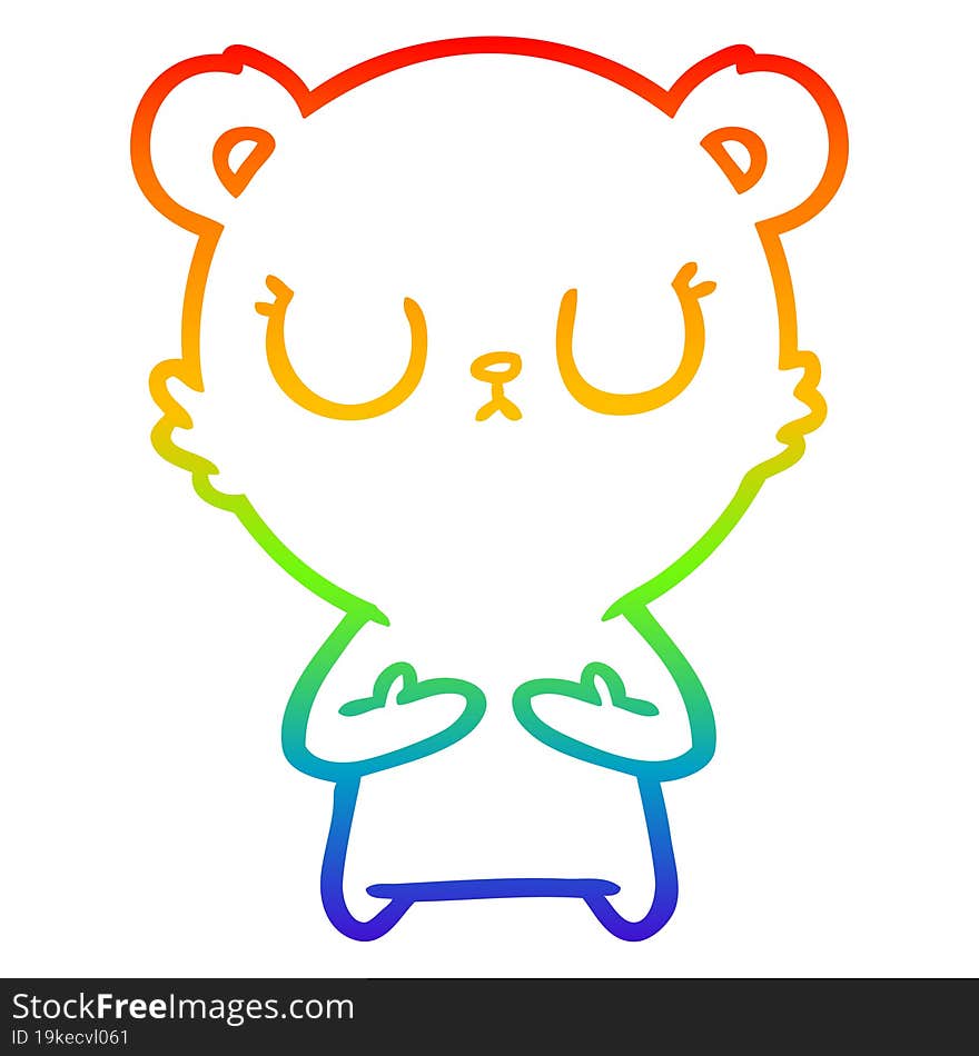 rainbow gradient line drawing peaceful cartoon bear cub