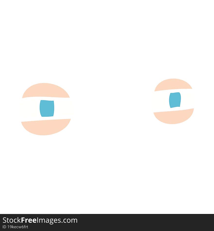 Flat Color Illustration Of A Cartoon Scowling Eyes