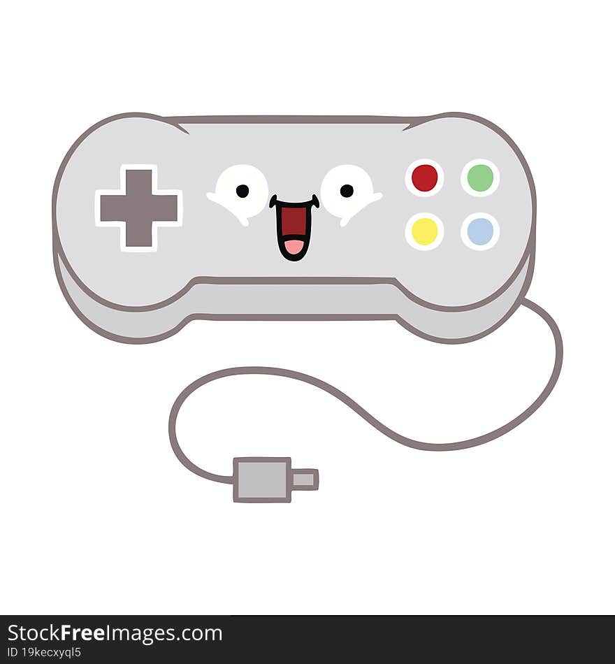 flat color retro cartoon game controller