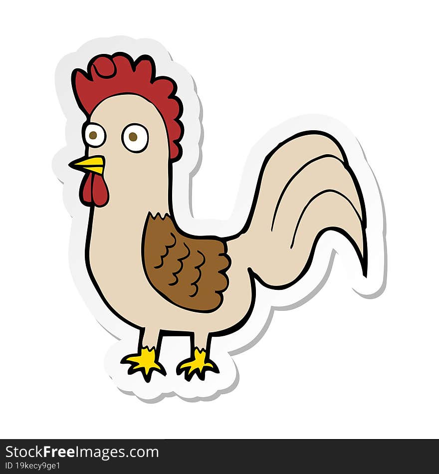 Sticker Of A Cartoon Rooster