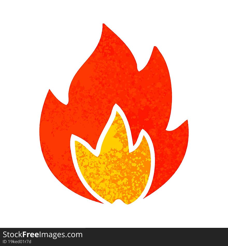 retro illustration style cartoon fire