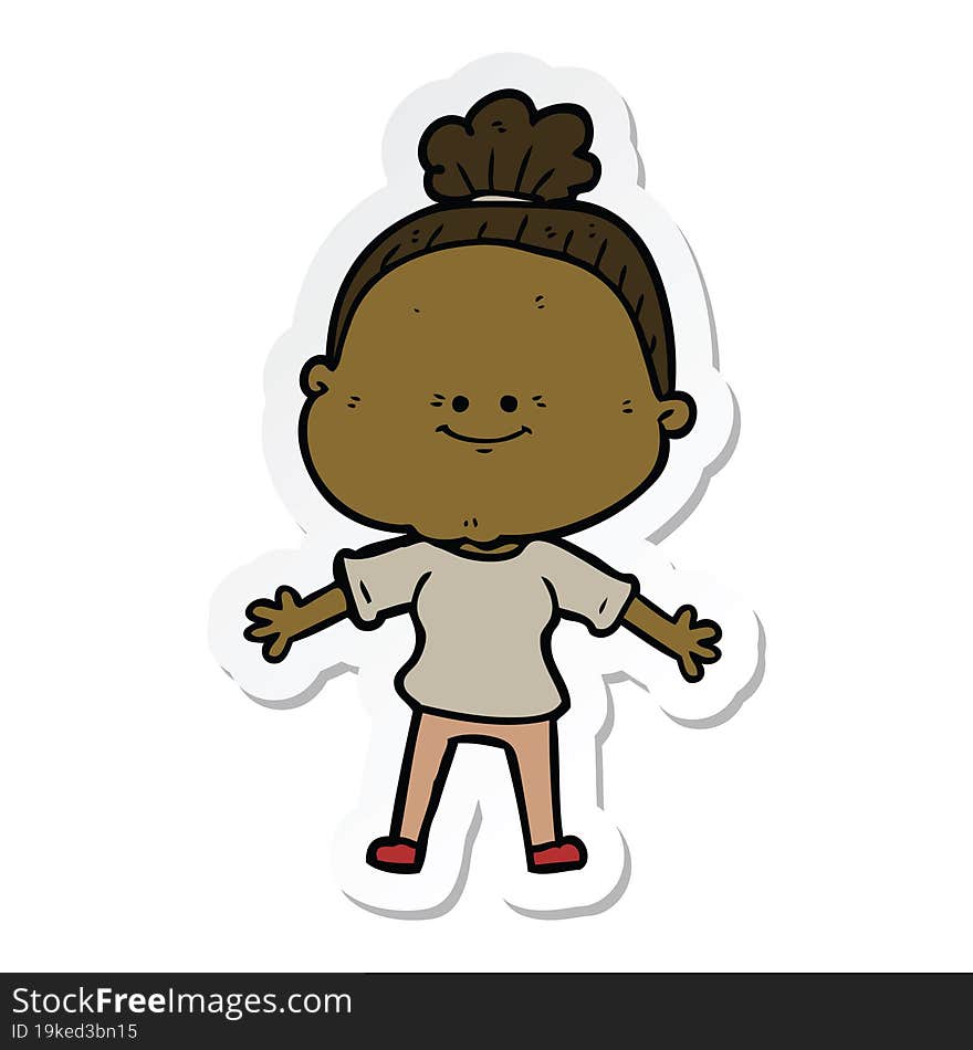 sticker of a cartoon happy old woman