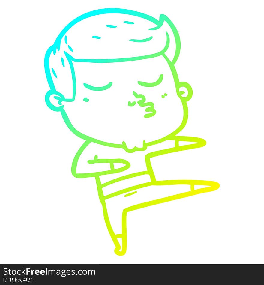 cold gradient line drawing cartoon model guy pouting