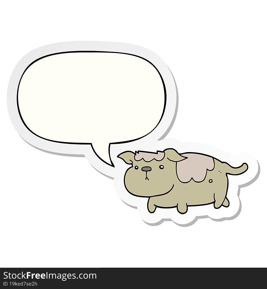 Cartoon Dog And Speech Bubble Sticker