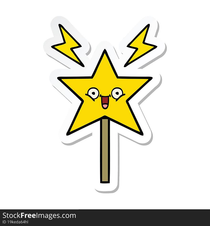 Sticker Of A Cute Cartoon Magic Wand