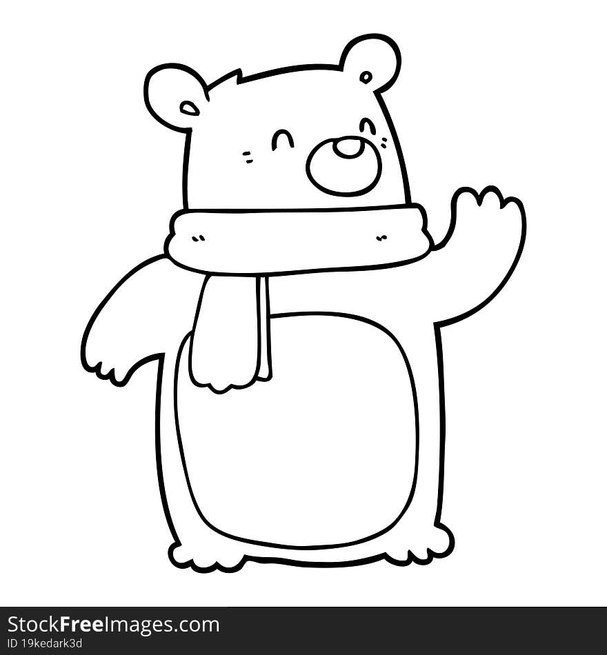 cartoon bear wearing scarf