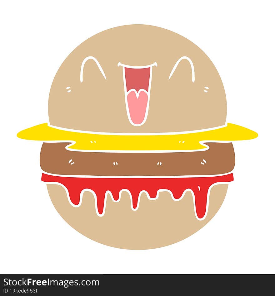 flat color style cartoon happy burger