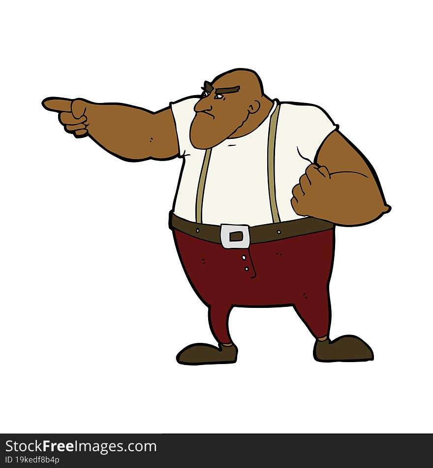 cartoon angry tough guy pointing