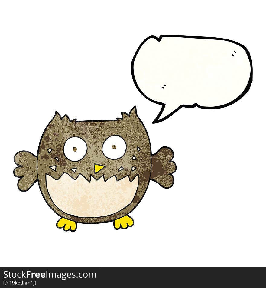 freehand speech bubble textured cartoon owl