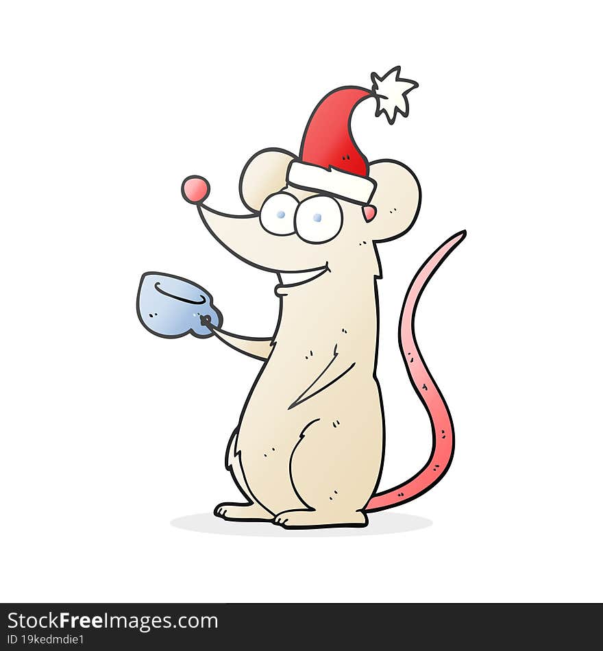 cartoon mouse wearing christmas hat