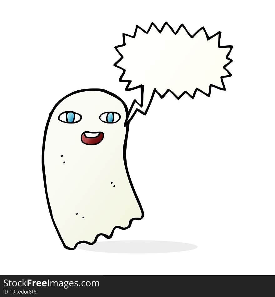 funny cartoon ghost with speech bubble