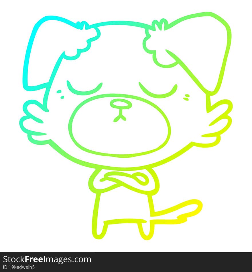 Cold Gradient Line Drawing Cute Cartoon Dog