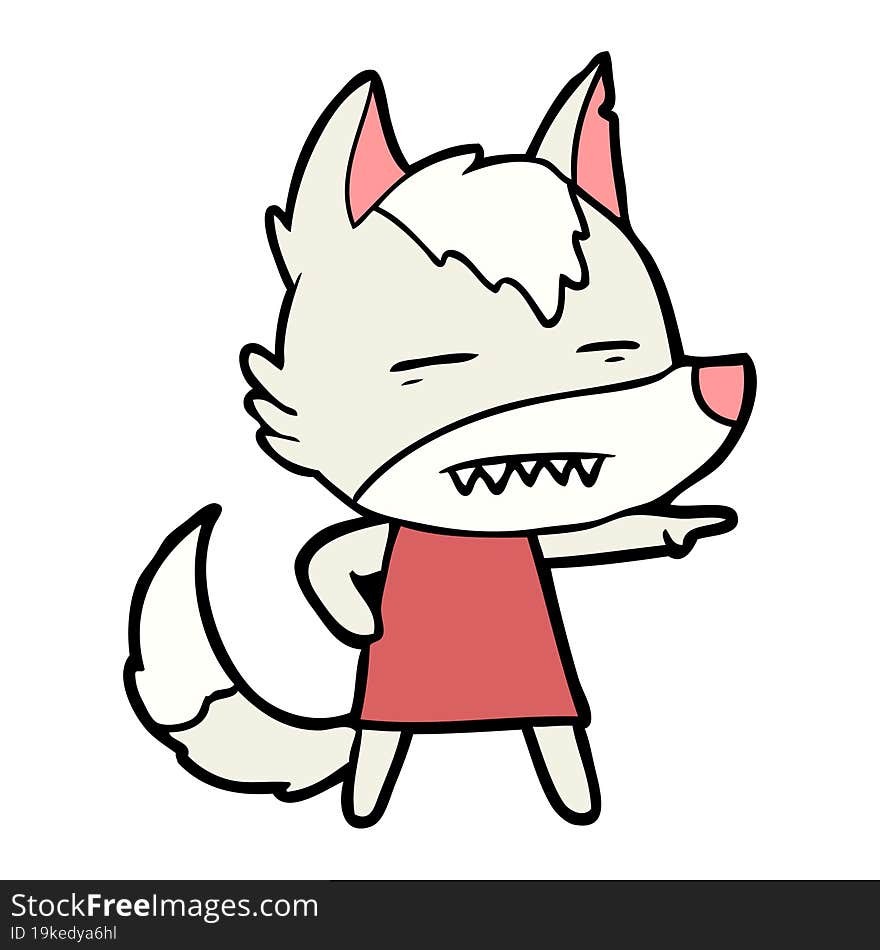 cartoon wolf showing teeth. cartoon wolf showing teeth