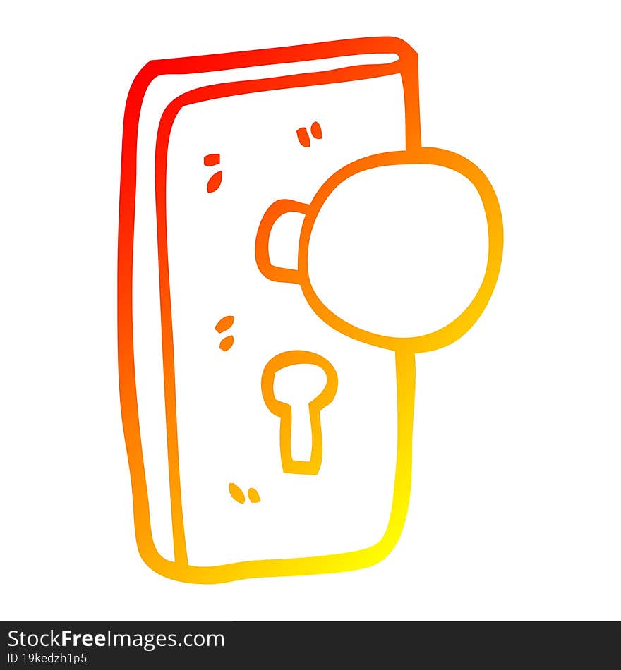 warm gradient line drawing cartoon door handle with keyhole