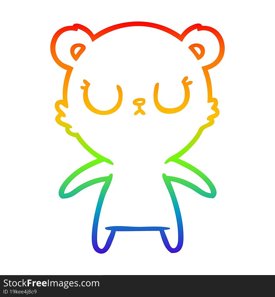 rainbow gradient line drawing peaceful cartoon bear cub