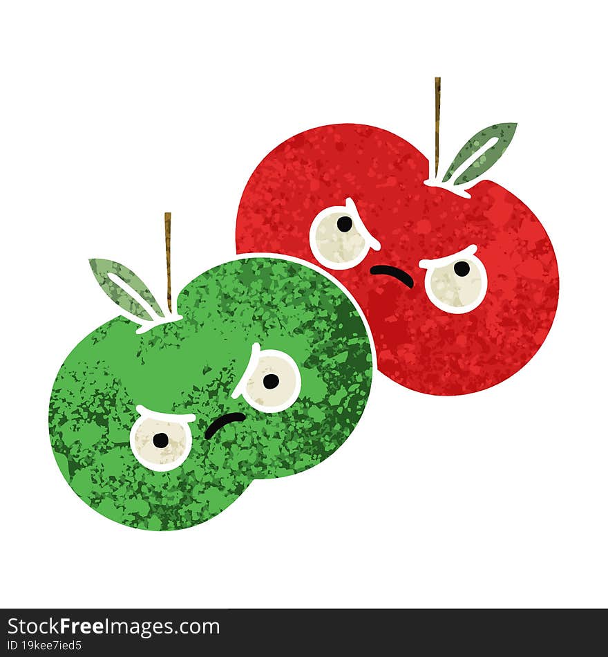 retro illustration style cartoon apples