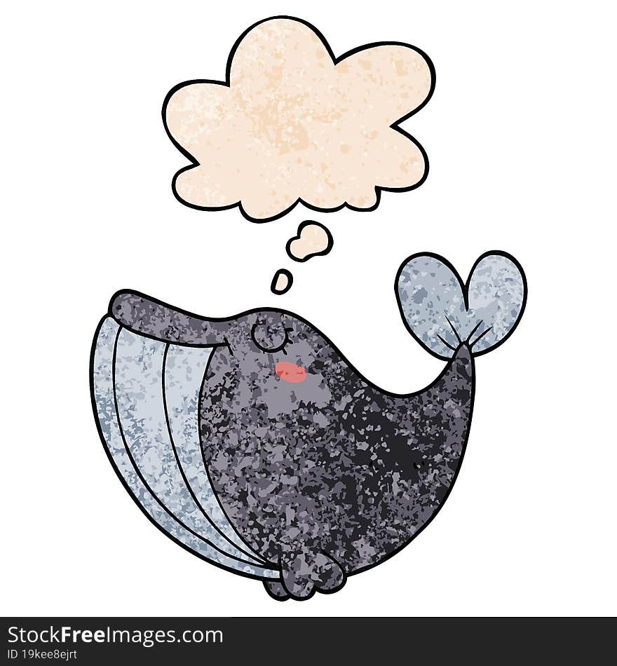 cartoon whale and thought bubble in grunge texture pattern style