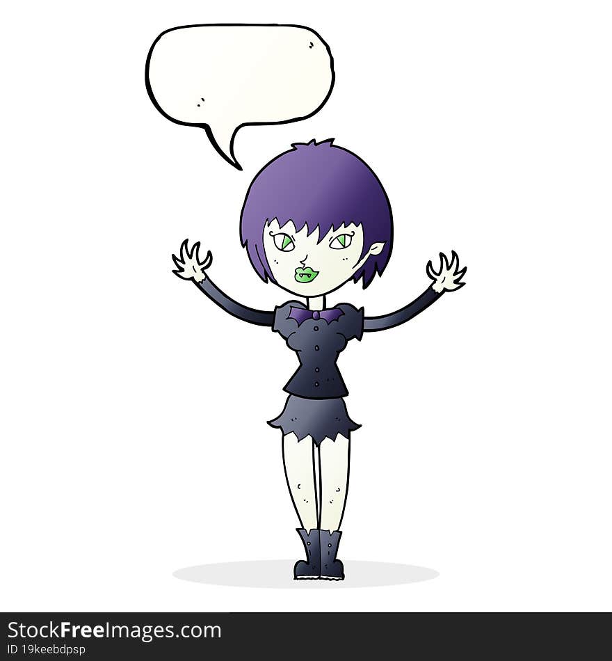 cartoon vampire girl with speech bubble