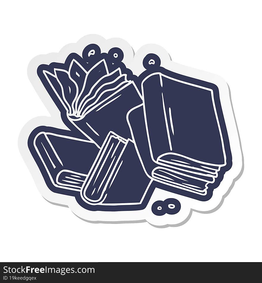 Cartoon Sticker Of A Collection Of Books