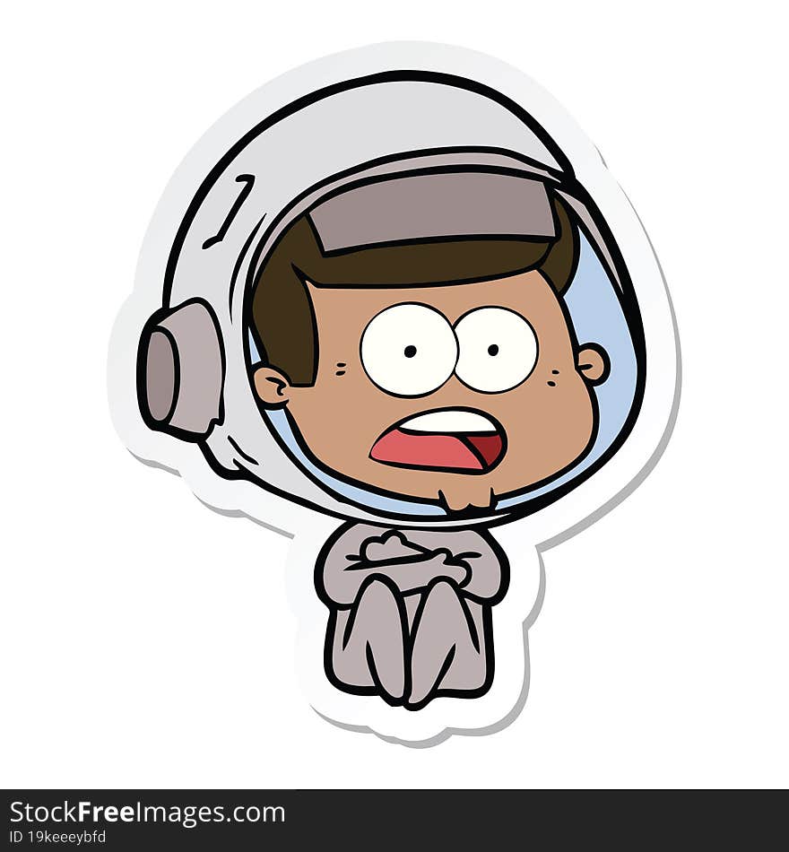 sticker of a cartoon surprised astronaut