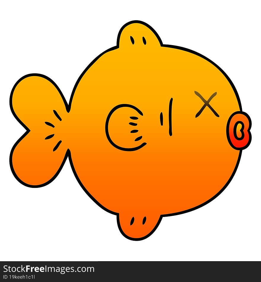 quirky gradient shaded cartoon fish