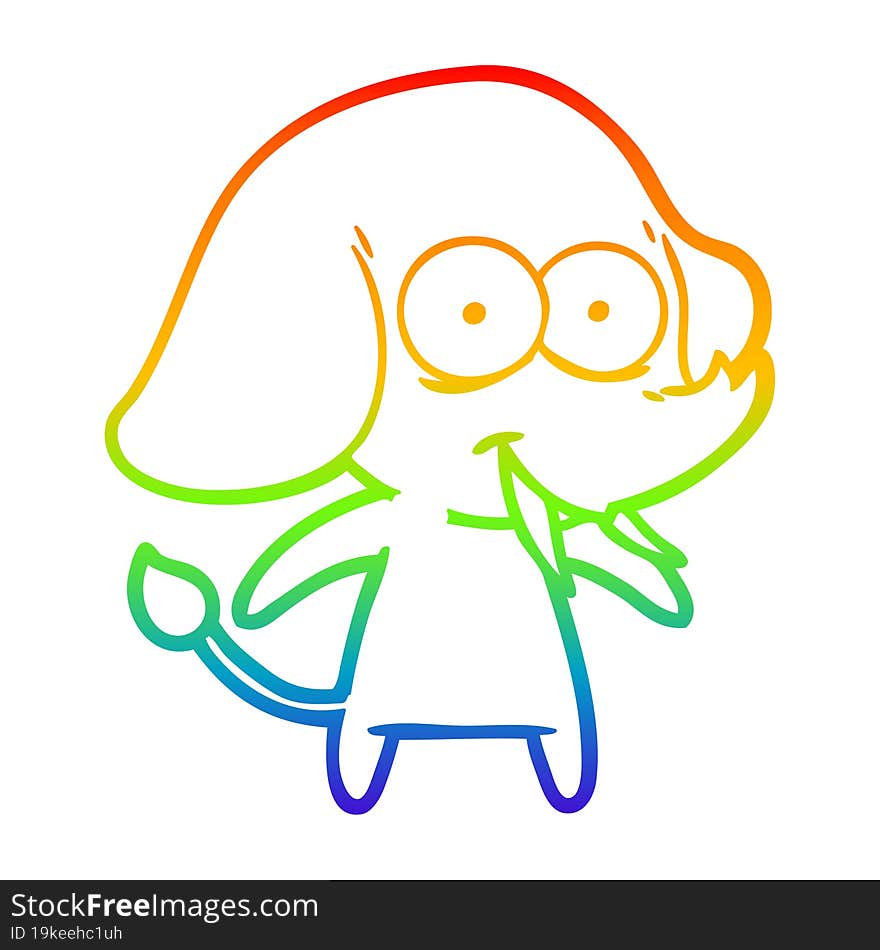 rainbow gradient line drawing happy cartoon elephant