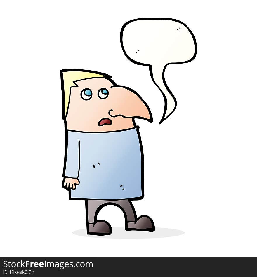 Cartoon Worried Man With Speech Bubble