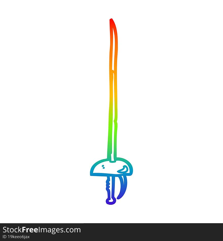 rainbow gradient line drawing cartoon sword