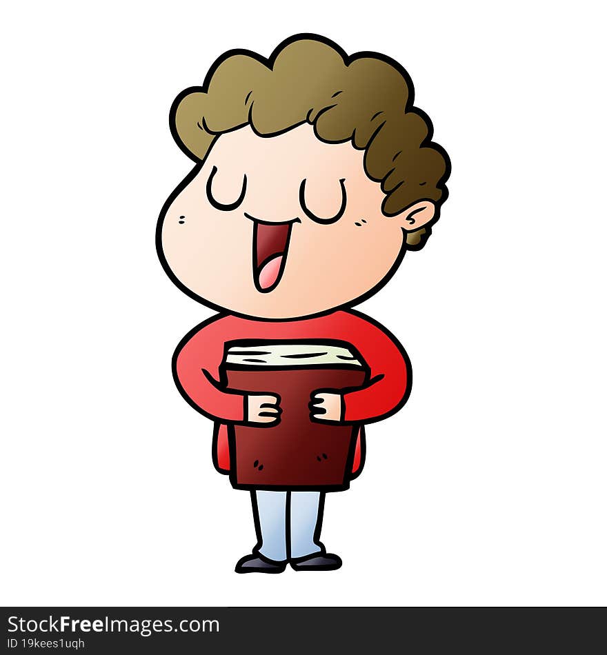 laughing cartoon man with book. laughing cartoon man with book