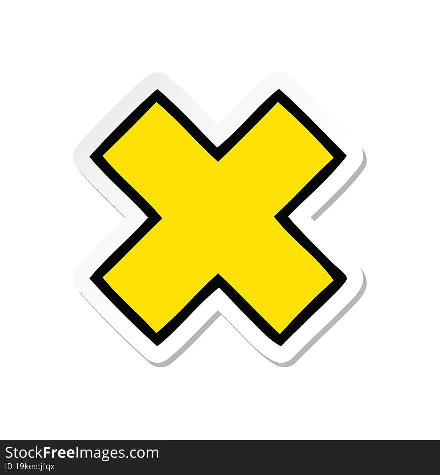 Sticker Of A Cute Cartoon Multiplication Symbol