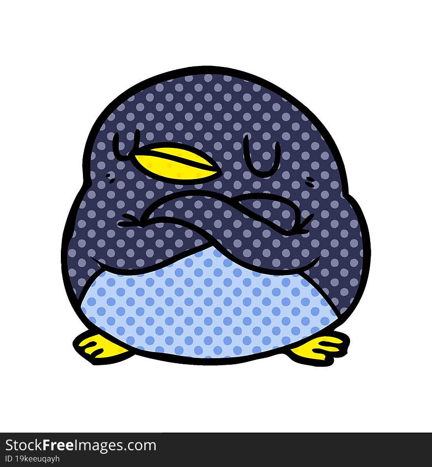 cartoon penguin with crossed arms. cartoon penguin with crossed arms