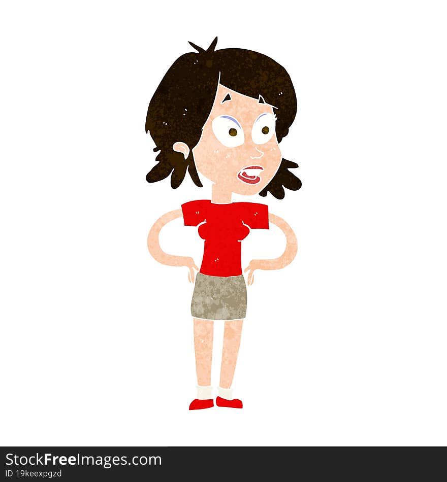 Cartoon Woman With Hands On Hips