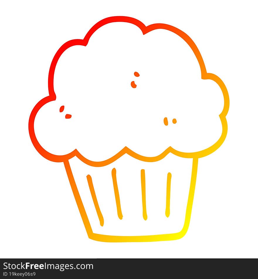 warm gradient line drawing of a cartoon  muffin