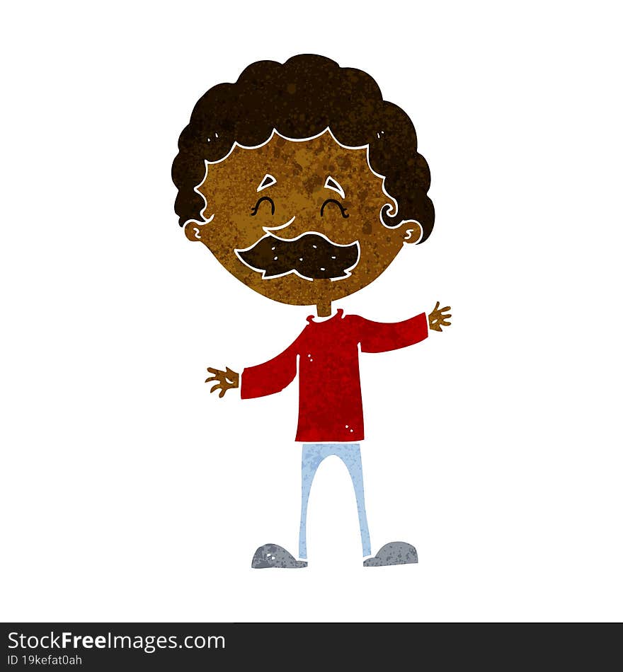 Cartoon Happy Man With Mustache