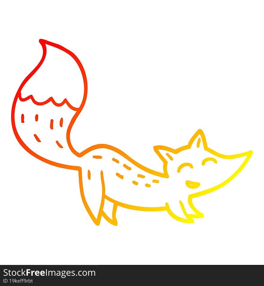 Warm Gradient Line Drawing Cartoon Happy Fox