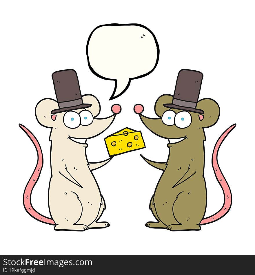 Speech Bubble Cartoon Mice With Cheese