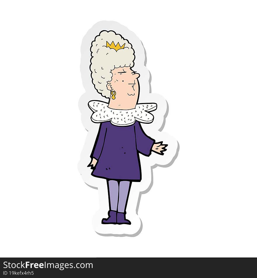 sticker of a cartoon queen