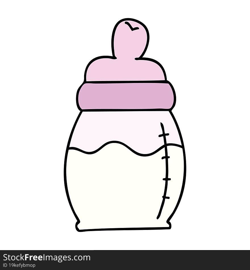 quirky hand drawn cartoon baby milk bottle