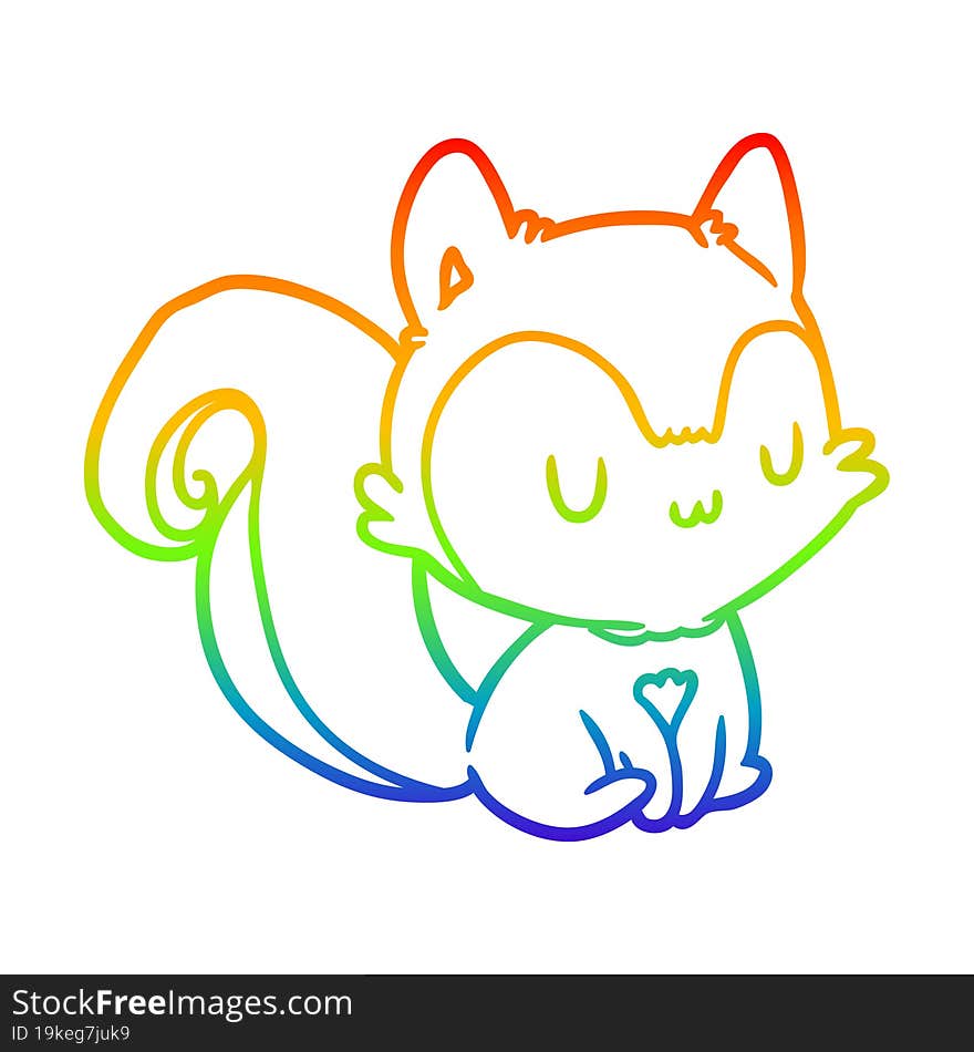 Rainbow Gradient Line Drawing Squirrel