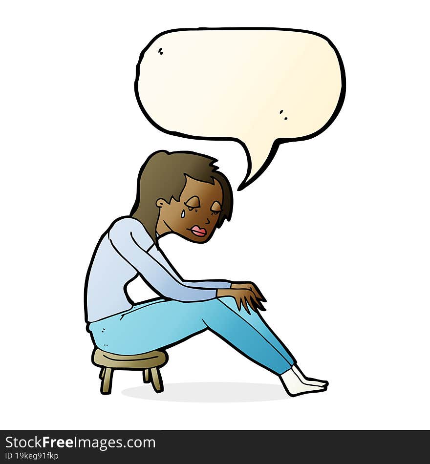 cartoon crying woman with speech bubble