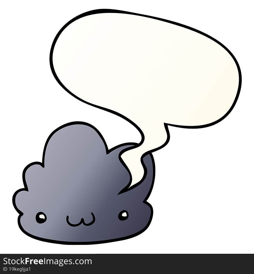 Cute Cartoon Cloud And Speech Bubble In Smooth Gradient Style