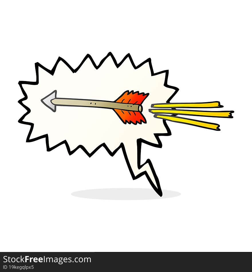 speech bubble cartoon flying arrow