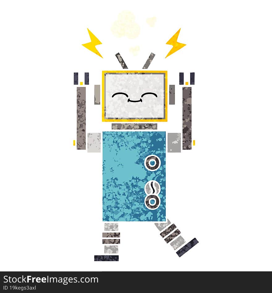 Retro Illustration Style Cartoon Robot