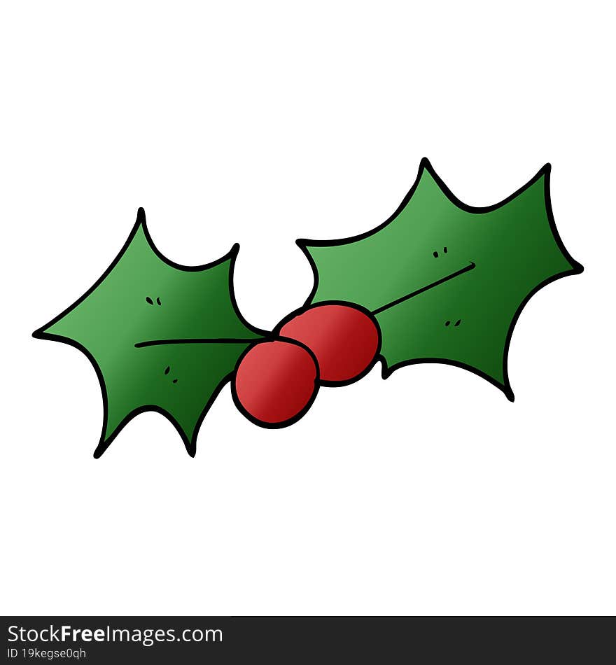 Cartoon Doodle Christmas Holly