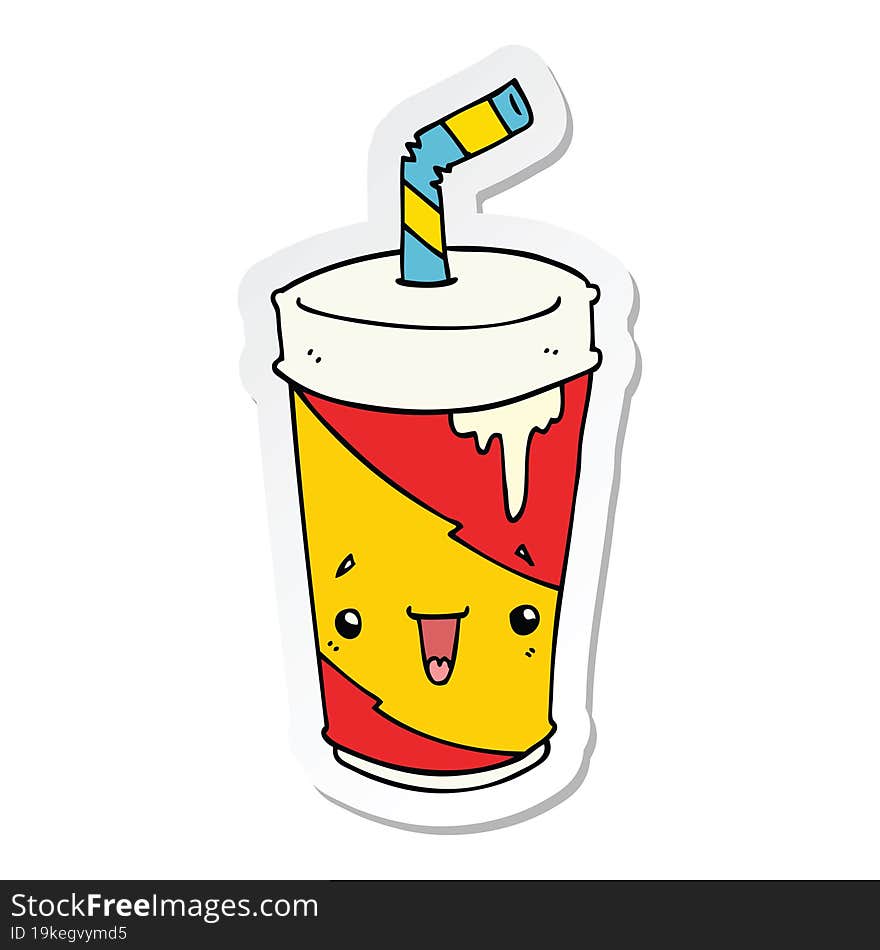 Sticker Of A Cartoon Soda Cup