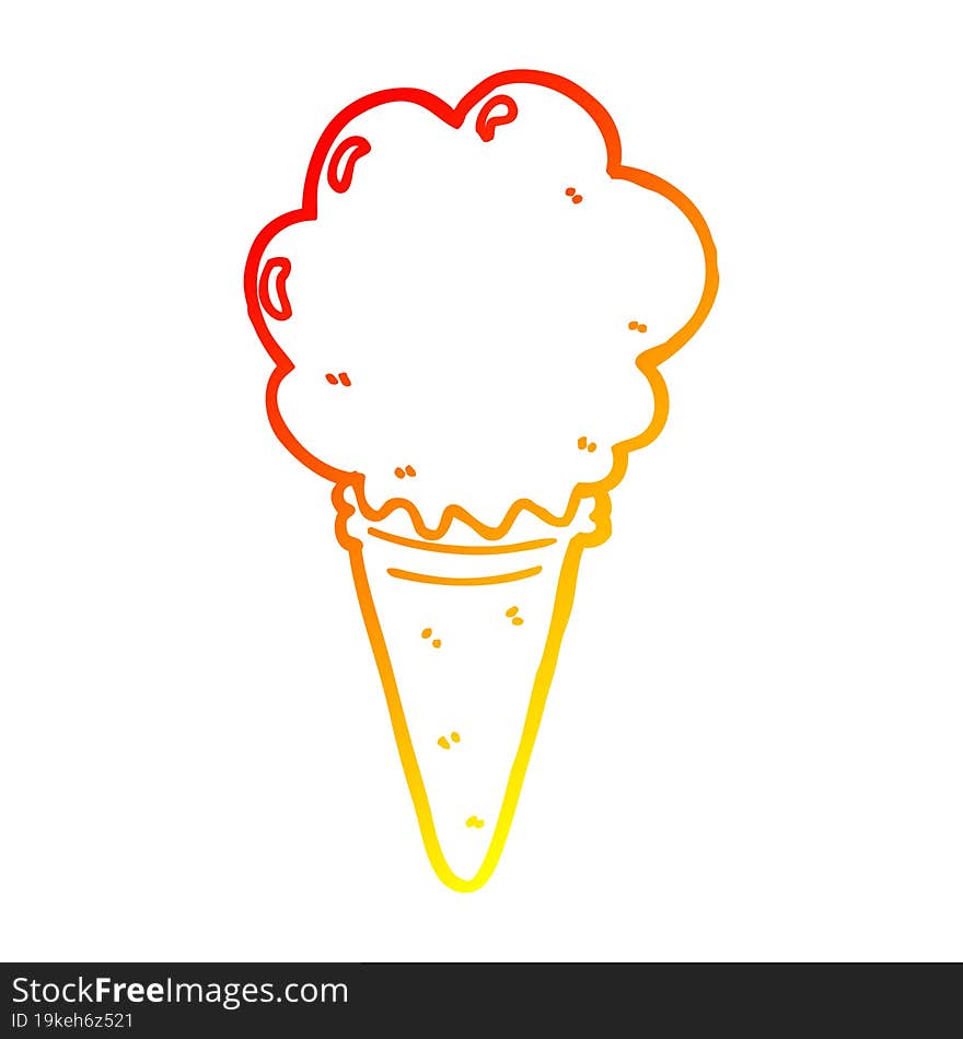 warm gradient line drawing cartoon ice cream