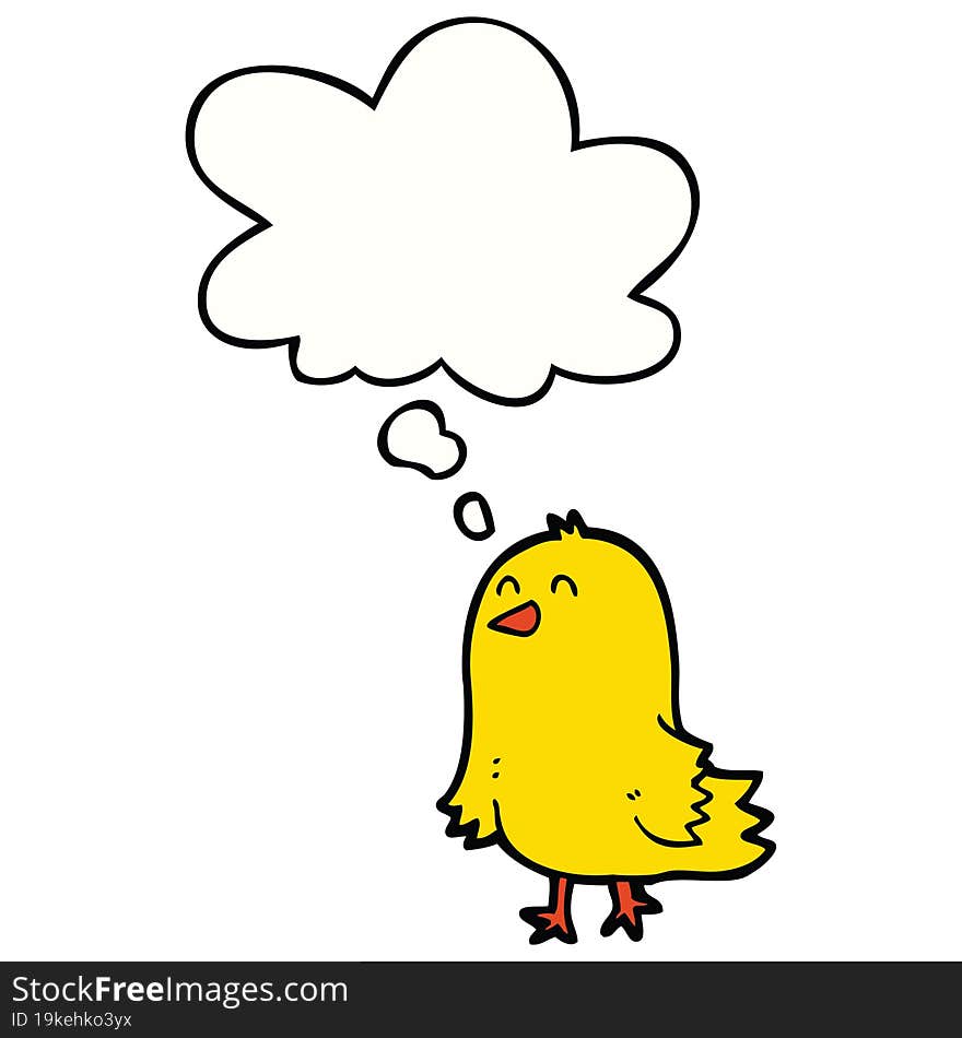 cartoon bird with thought bubble. cartoon bird with thought bubble