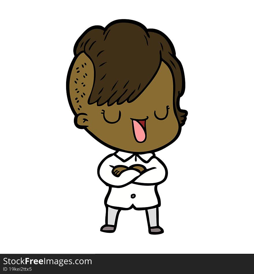 cute cartoon girl with hipster haircut. cute cartoon girl with hipster haircut