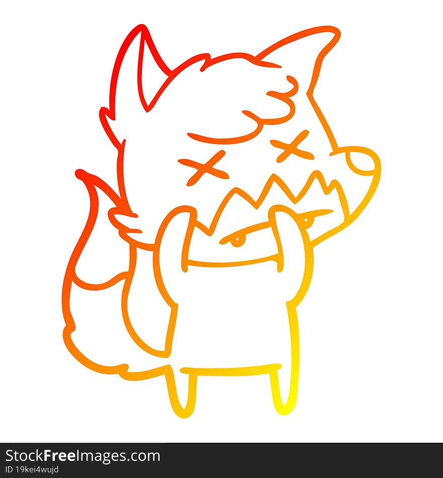 warm gradient line drawing cartoon dead fox