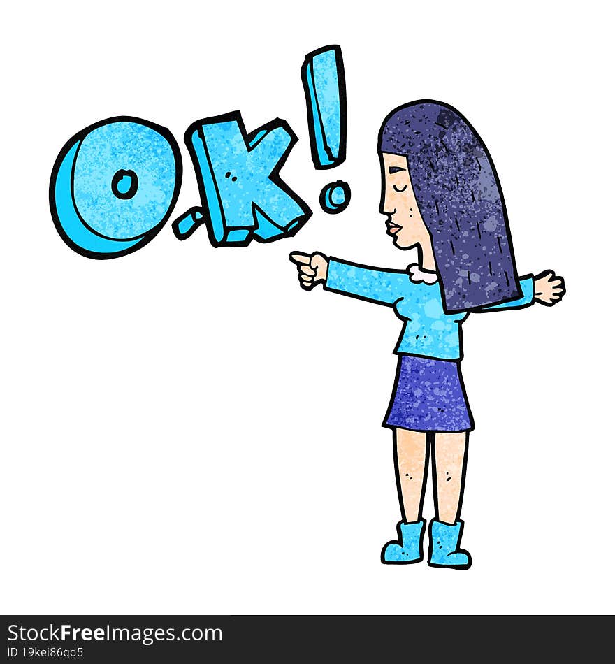 cartoon woman thinking OK